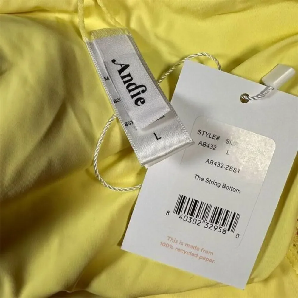 NWT Andie‎ Women's Zest Yellow String Bikini Bottom Size L Beach Swim Vacation